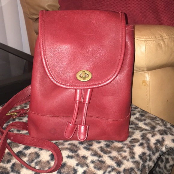 coach red mini backpack